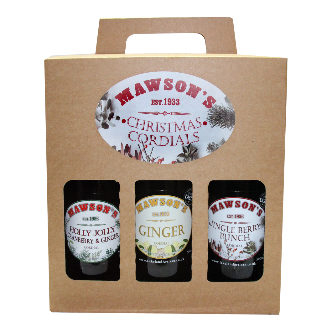 Mawson's Christmas Cordials - 6 x 500ml Glass Bottles